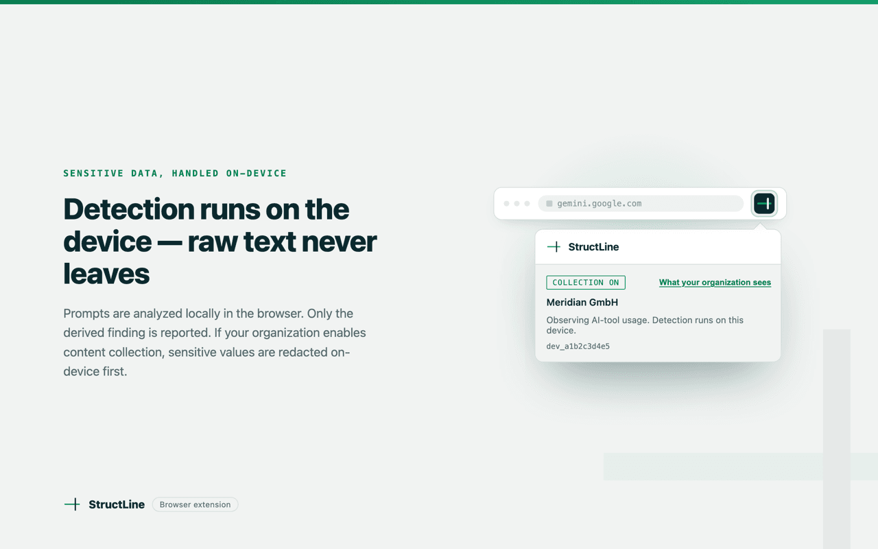 StructLine extension popup with content collection switched on